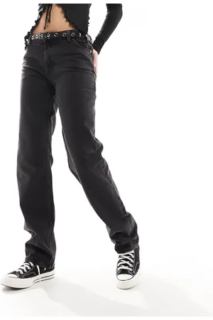 Monki Monokomi mid waist straight leg jeans in washed