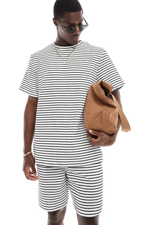 South Beach Beach shirt co-ord in black and white textured stripe