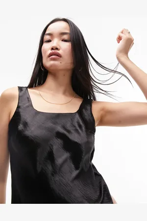 Topshop Satin square neck cami in