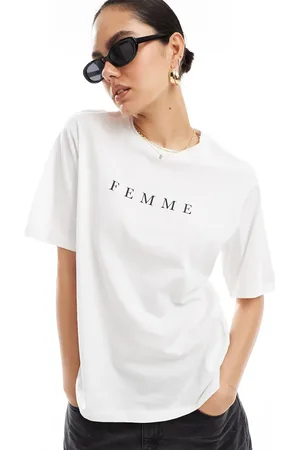 SELECTED Femme oversized t-shirt with Femme chest print in