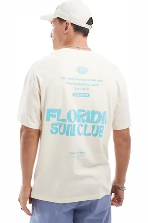 JACK & JONES Oversized t-shirt with florida backprint in cream