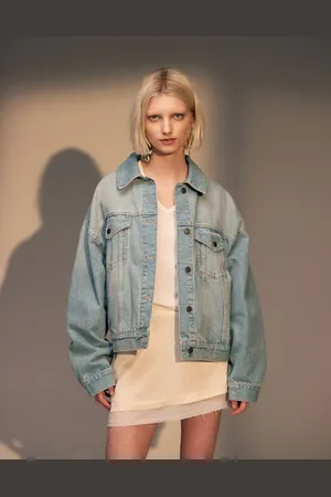 Topshop Balloon denim jacket in cloudy
