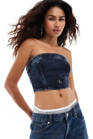 Calvin Klein Denim tube top in dark wash