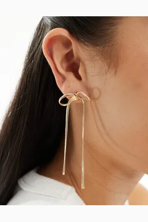 ASOS Stud earrings with bow chain design in tone