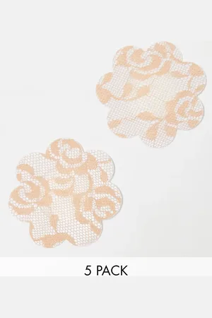 Magic Bodyfashion Luxury Lace effect nipple covers 5 pair pack in caramel