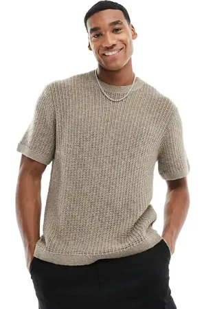 Abercrombie & Fitch Handcrafted knit t-shirt in beige