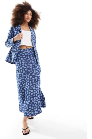 Whistles Flower print denim maxi skirt co-ord