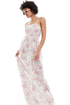 JDY Shirred top maxi dress in ditsy floral