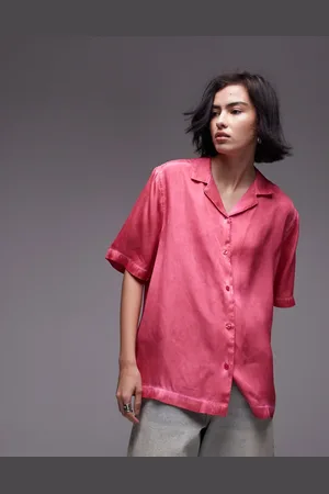 Topshop Short sleeve satin co ord shirt in