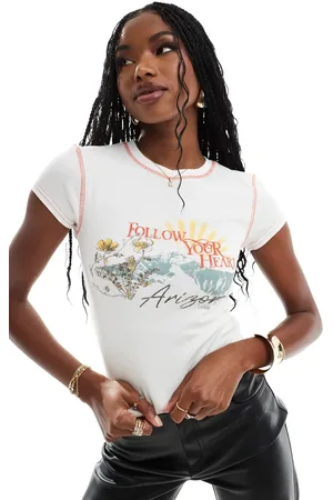 River Island Arizona print cropped t-shirt in cream