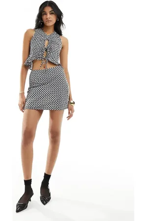 The Frolic Textured mini skirt co-ord in and white gingham