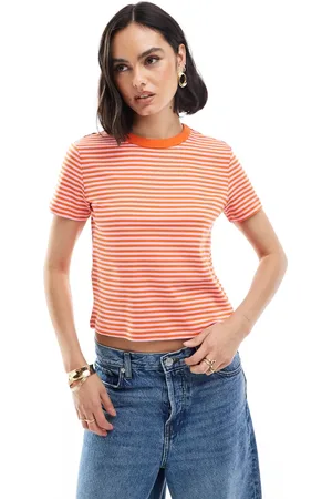 MANGO Round neck oversized t-shirt in stripe