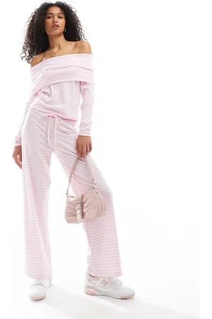 Pieces® Ribbed jersey trouser co-ord in stripe