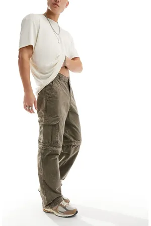 Weekday Yuni convertible zip cargo trousers in washed khaki