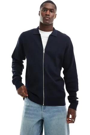 JACK & JONES Premium ribbed zip through cardigan