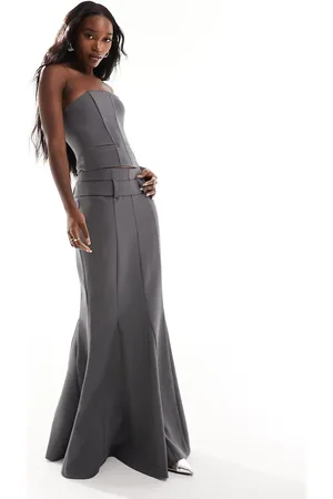 Kaiia Tailored flared hem maxi skirt co-ord in charcoal