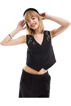 AllSaints Atlas bead embellished waistcoat in