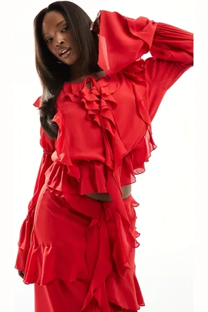 DASKA Long sleeve ruffle blouse co-ord in