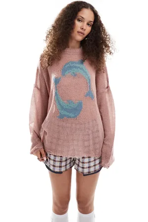 The Ragged Priest Oversized open knit dolphin knitted jumper