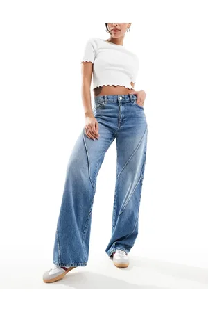 MANGO Ridge edge straight leg jeans in