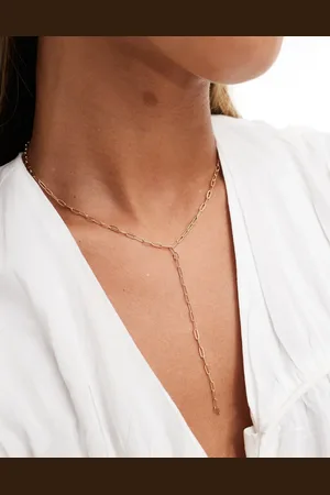 DesignB London Paperclip chain lariat necklace in