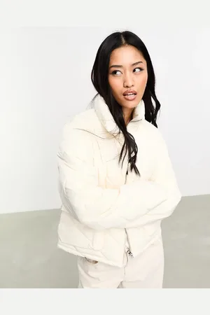 Pieces® Diagnoal quilted padded jacket in