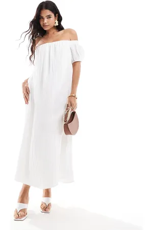 New Look Crinkle bardot maxi dress in