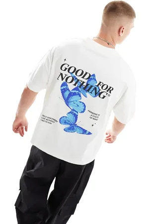 Good For Nothing Butterfly graphic back t-shirt in ecru