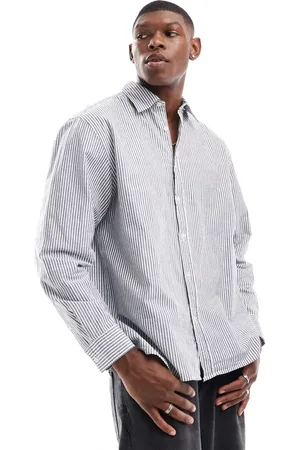SELECTED Oversized boxy shirt in blue stripe
