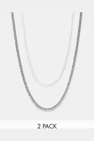 FADED FUTURE 2 pack pearl and chain necklaces in
