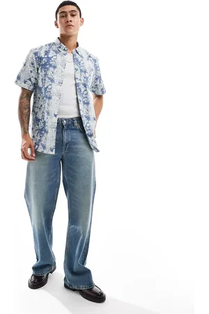 Pretty Green Bleached denim short sleeve shirt in
