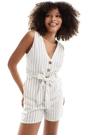 New Look Button down playsuit in stripe