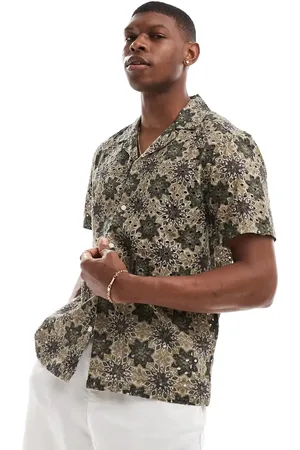 River Island Floral broderie print shirt in khaki