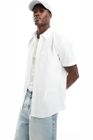 SELECTED Short sleeve linen mix shirt in