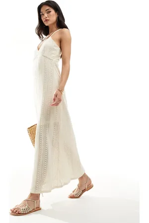 Object Crochet maxi slip dress in cream