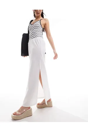 COLLUSION Beach linen maxi skirt with bow in