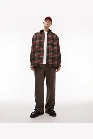 Topman Long sleeve regular fit checked tick overshirt in