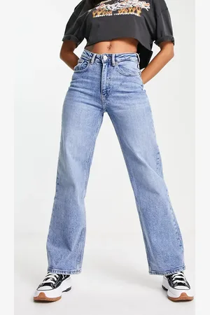 ONLY Juicy high waisted wide leg jeans in mid