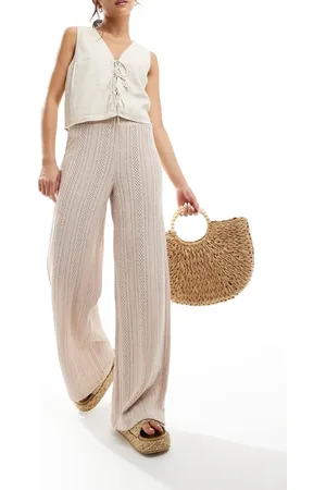 NA-KD Crochet trousers in beige