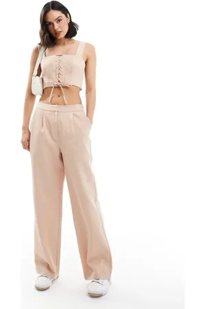Miss Selfridge Tailored wide leg pull on trouser in pinstripe co ord