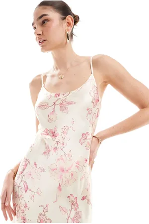 Forever New Satin slip maxi dress in ivory floral