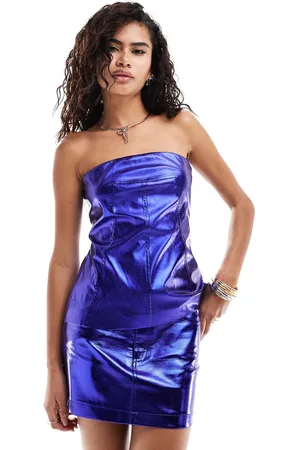 Amy Lynn Milena Lupe Y2K micro mini skirt in metallic grape co-ord