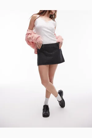 Topshop Denim micro clean skirt in washed