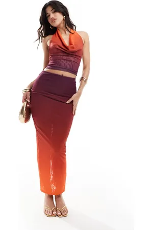 Murci Exclusive mesh maxi skirt co-ord in ombre
