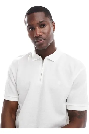 JACK & JONES Premium textured zip through polo in