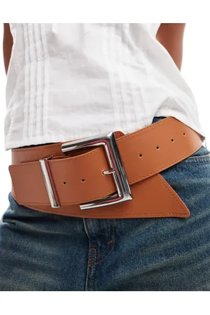 My Accessories Wide buckle belt in tan