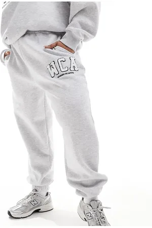 ASOS Curve jogger with varsity logo in marl