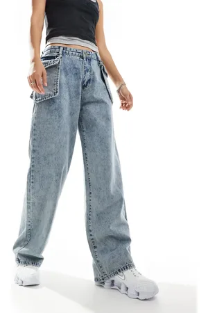 Liquor N Poker Mid rise baggy jean with oversized pocket in dirty wash
