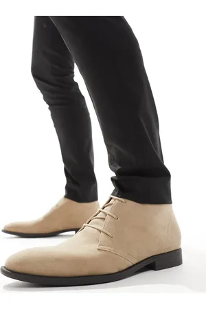 ASOS Chukka boots in stone faux suede