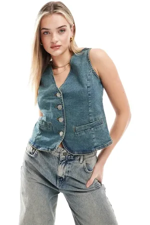 Threadbare Denim waistcoat in vintage wash